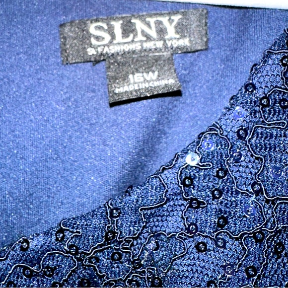 SLNY Womens Sequined Lace Cocktail Dress - Picture 8 of 8